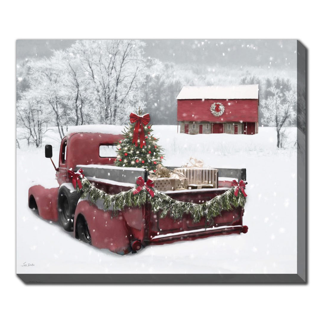 Snowy Christmas Truck Lit Wall Art