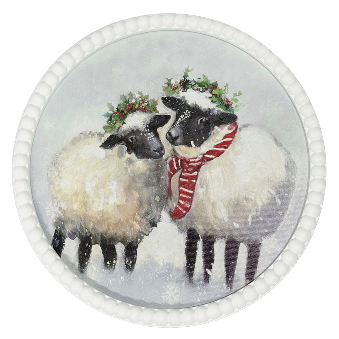 Christmas Sheep Snowy Wreaths Wall Art