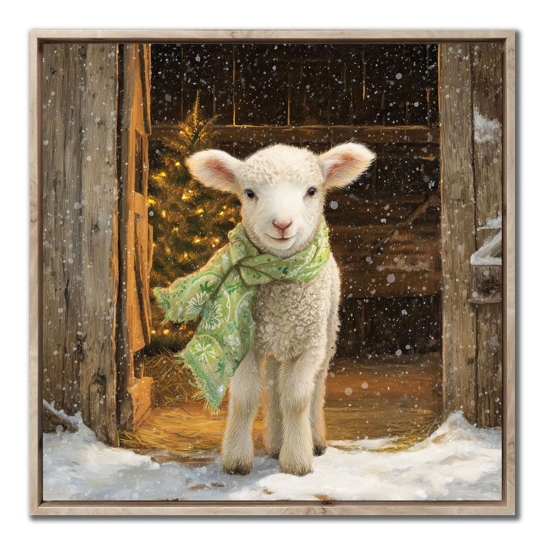 Christmas Lamb Barn Wall Art