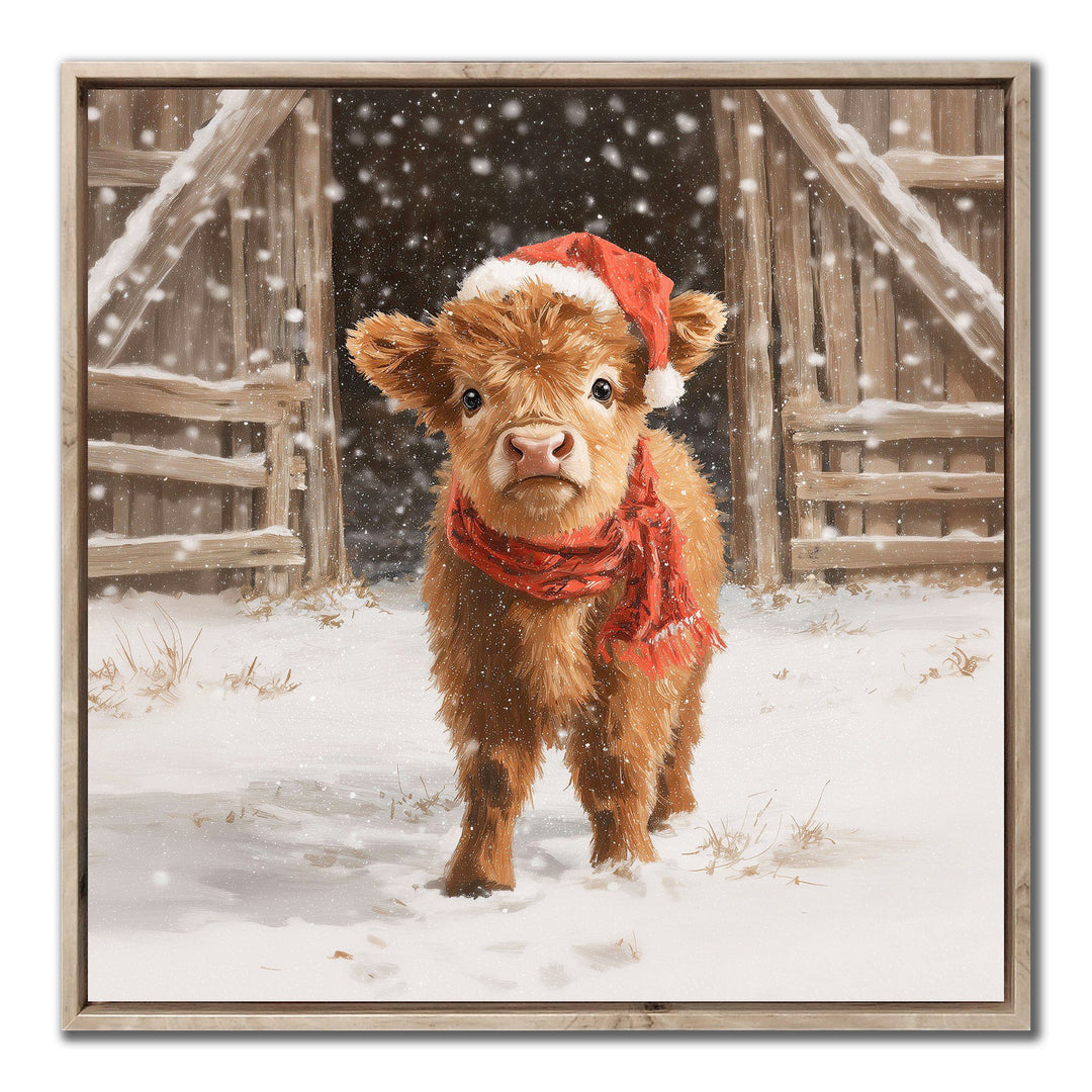Highland Calf Santa Wall Art
