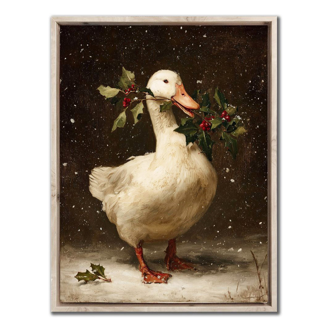 Duck With Holly Wall Art