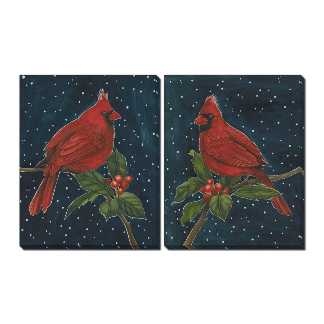 Midnight Cardinal Set of 2 Wall Art