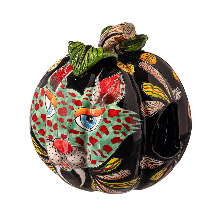Crowned Pheasant Talavera Ceramic Pumpkin