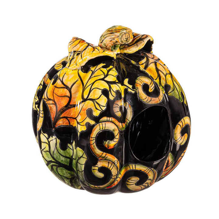 Autumn Floral Talavera Ceramic Pumpkin