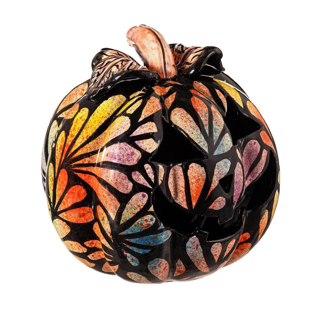 Floral Burst Talavera Ceramic Pumpkin