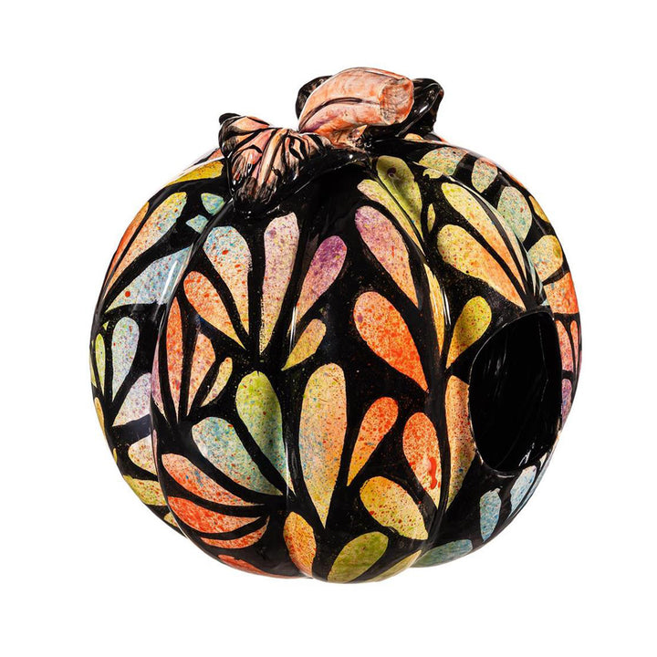 Floral Burst Talavera Ceramic Pumpkin 12 Inch