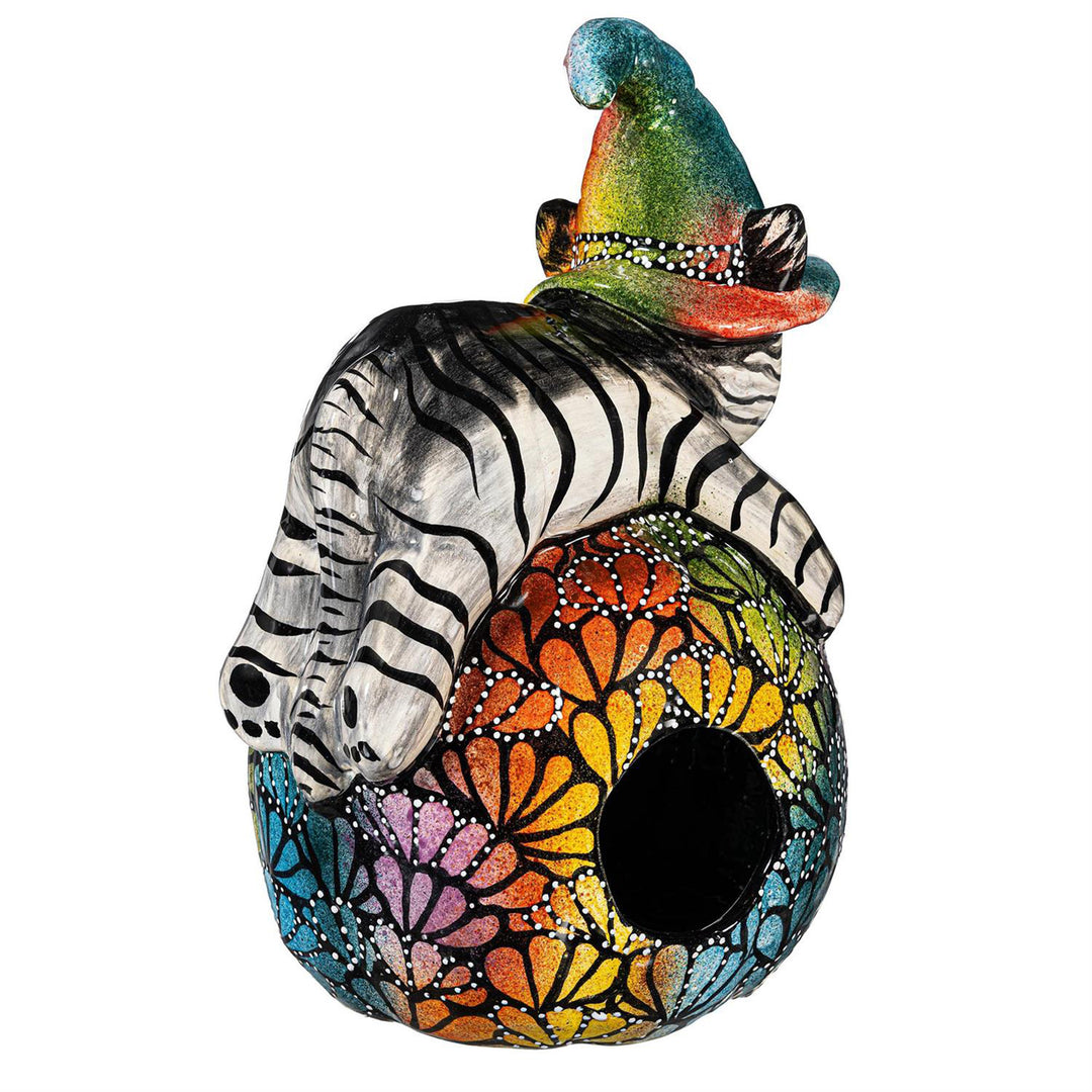 Floral Burst Witch Cat Talavera Ceramic Pumpkin