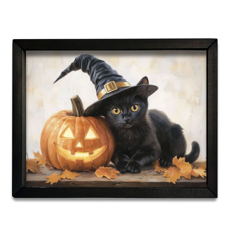 Halloween Black Cat Framed Wall Art