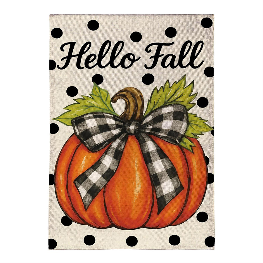 Checkered Bow Pumpkin Burlap Flag