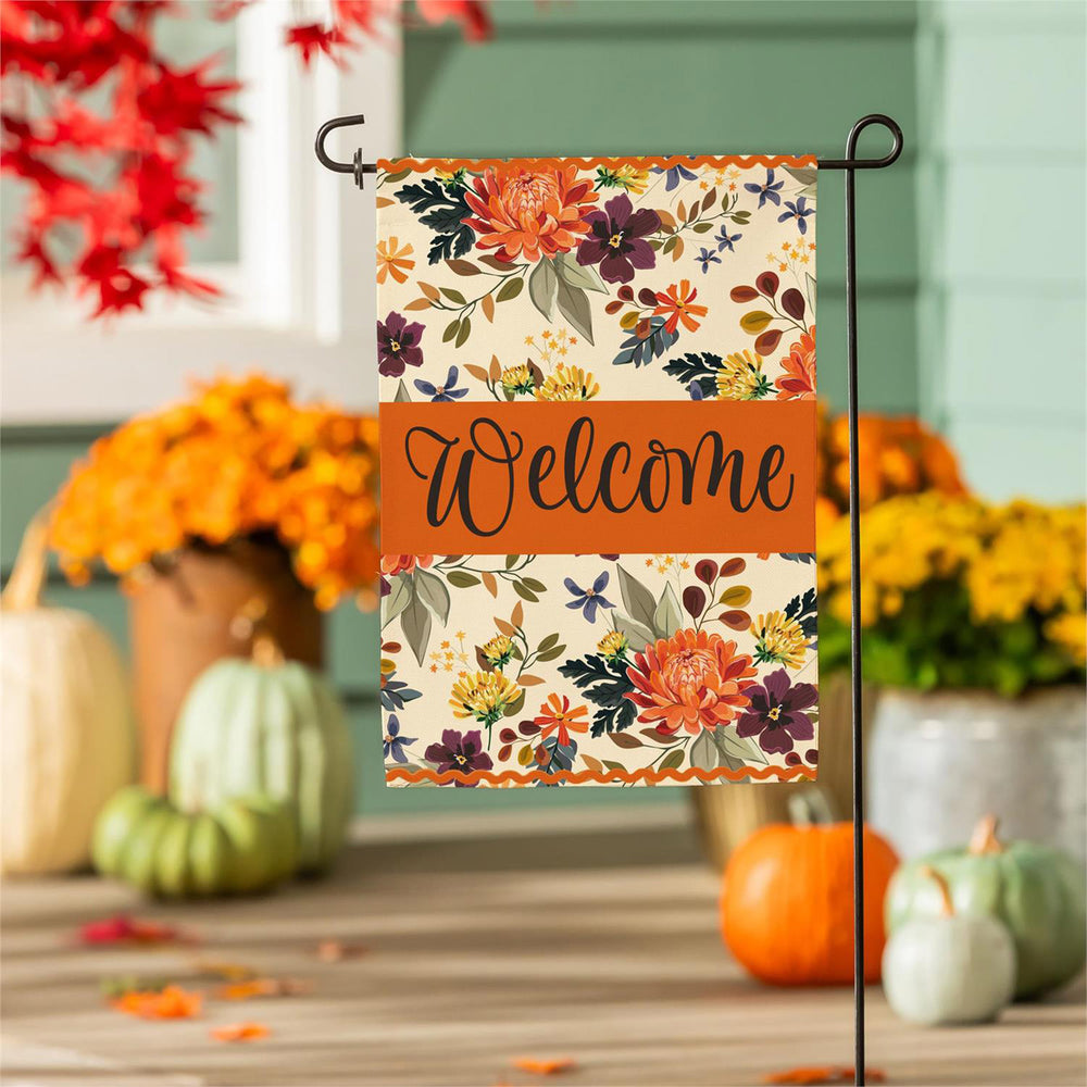 Fall Floral Welcome Flag