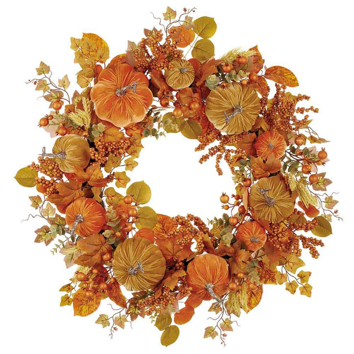 Velvet Pumpkin & Berry Wreath