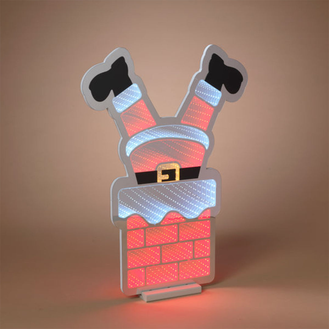 Infinity Light Santa in Chimney