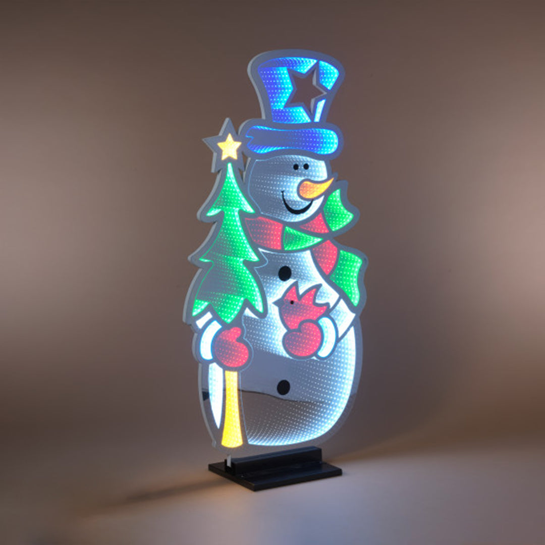Infinity Light Christmas Snowman with Tree and Cardinal
