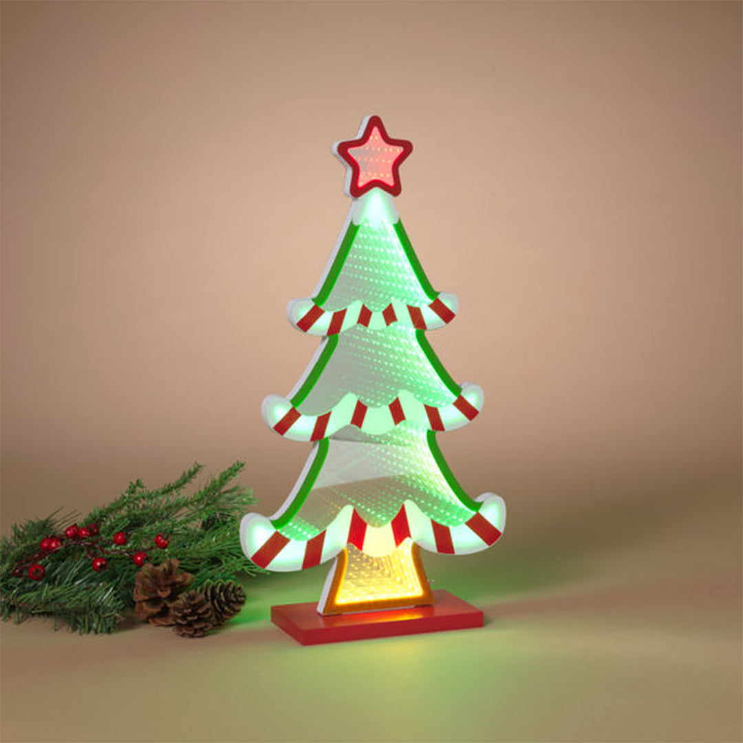 Infinity Light Christmas Tree with Candy Cane Garland