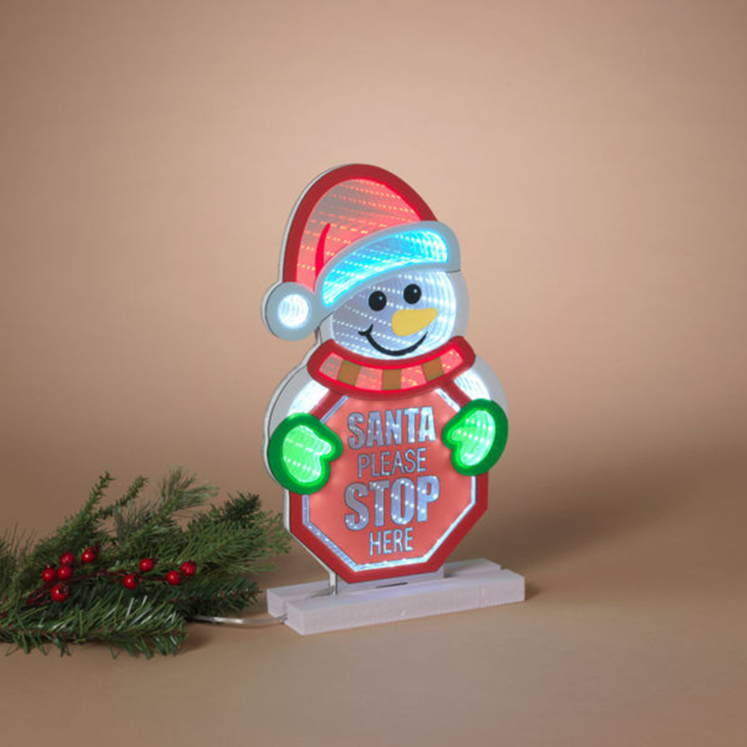 Infinity Light Snowman Santa Stop Sign