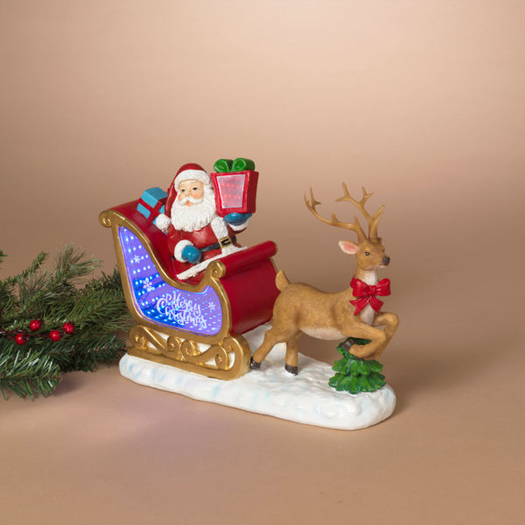 Santa with Deer and Infinity Light Sleigh