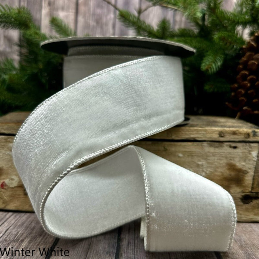 Winter White Lush Velvet Ribbon 2.5 Inches