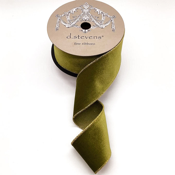 Olive Green Velvet Ribbon with Satin Back