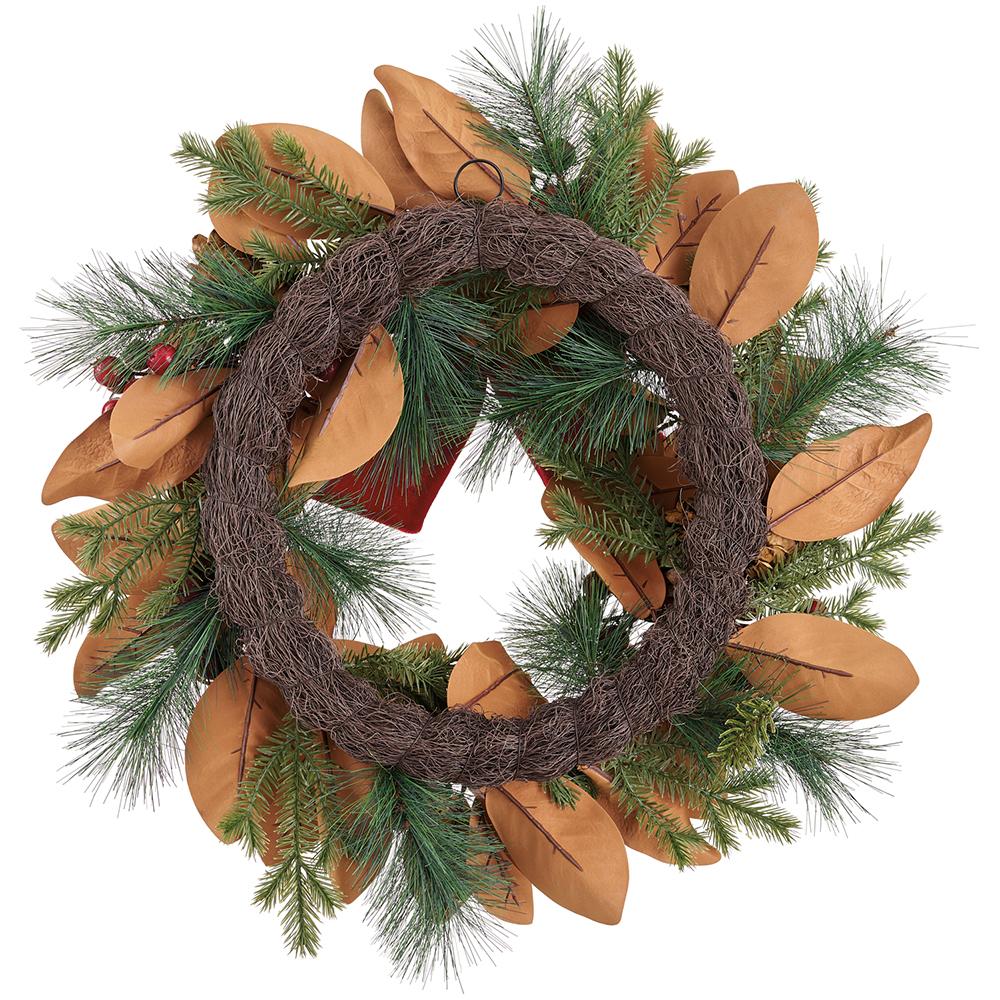 Magnolia Wreath with Berries & Pinecones