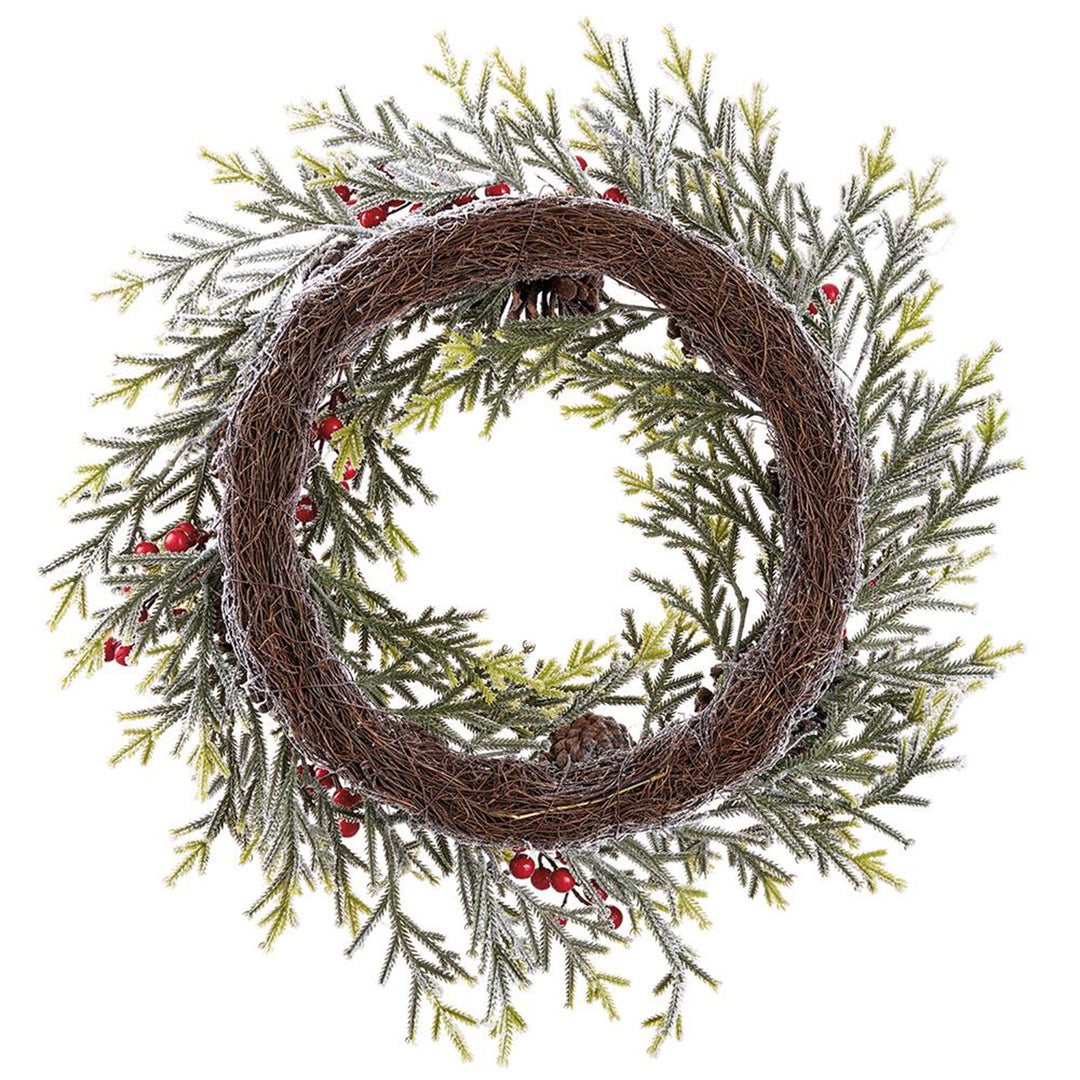 Snowy Berry & Pinecone Pine Wreath