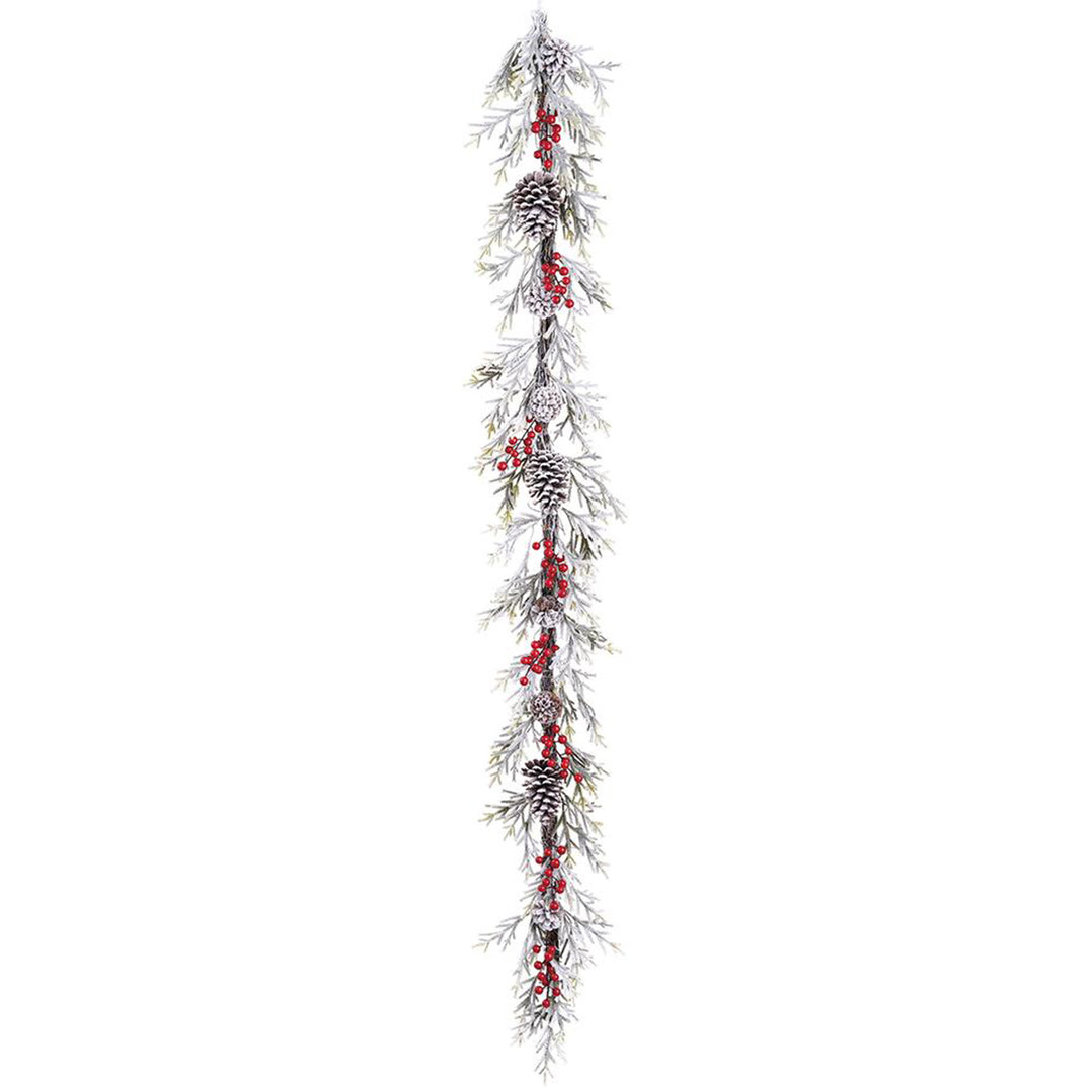 Snowy Berry & Pinecone Pine Garland