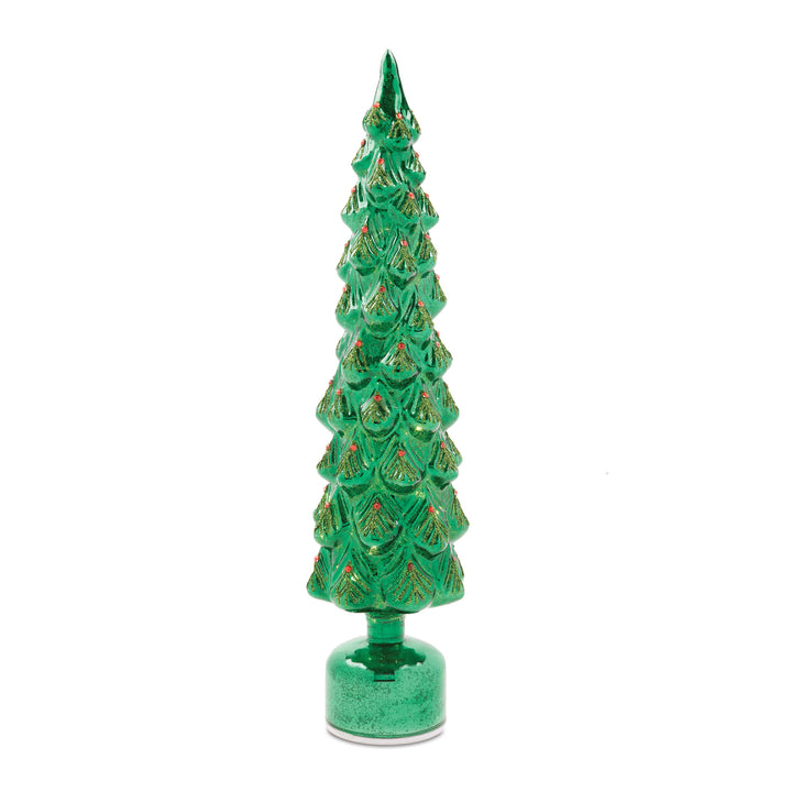 Rotating Lit Glass Christmas Tree