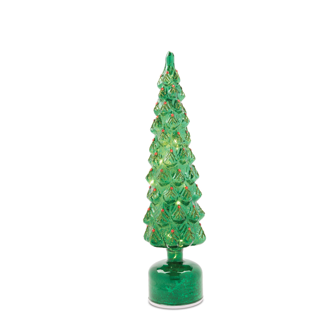 Rotating Lit Glass Christmas Tree