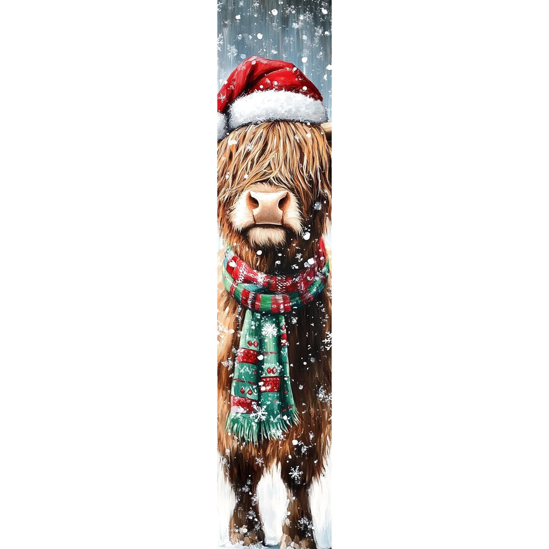Christmas Highland Cow Porch Sign