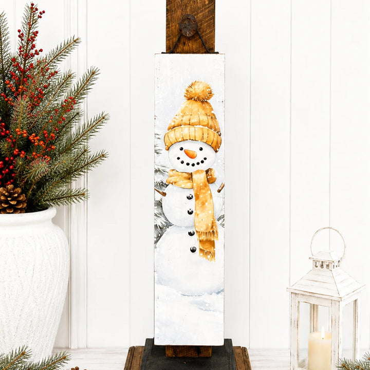 Golden Snowman Porch Sign