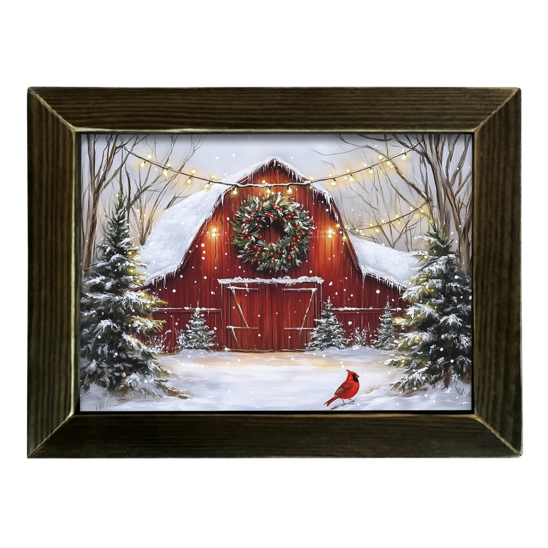 Classic Christmas Barn Framed Wall Art