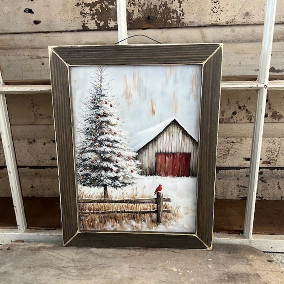 Rustic Winter at the Barn Framed Wall Art