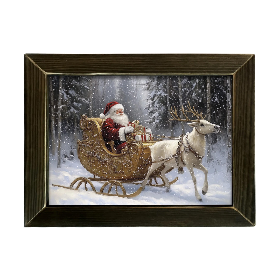 Santa in a Golden Sleigh Framed Wall Art