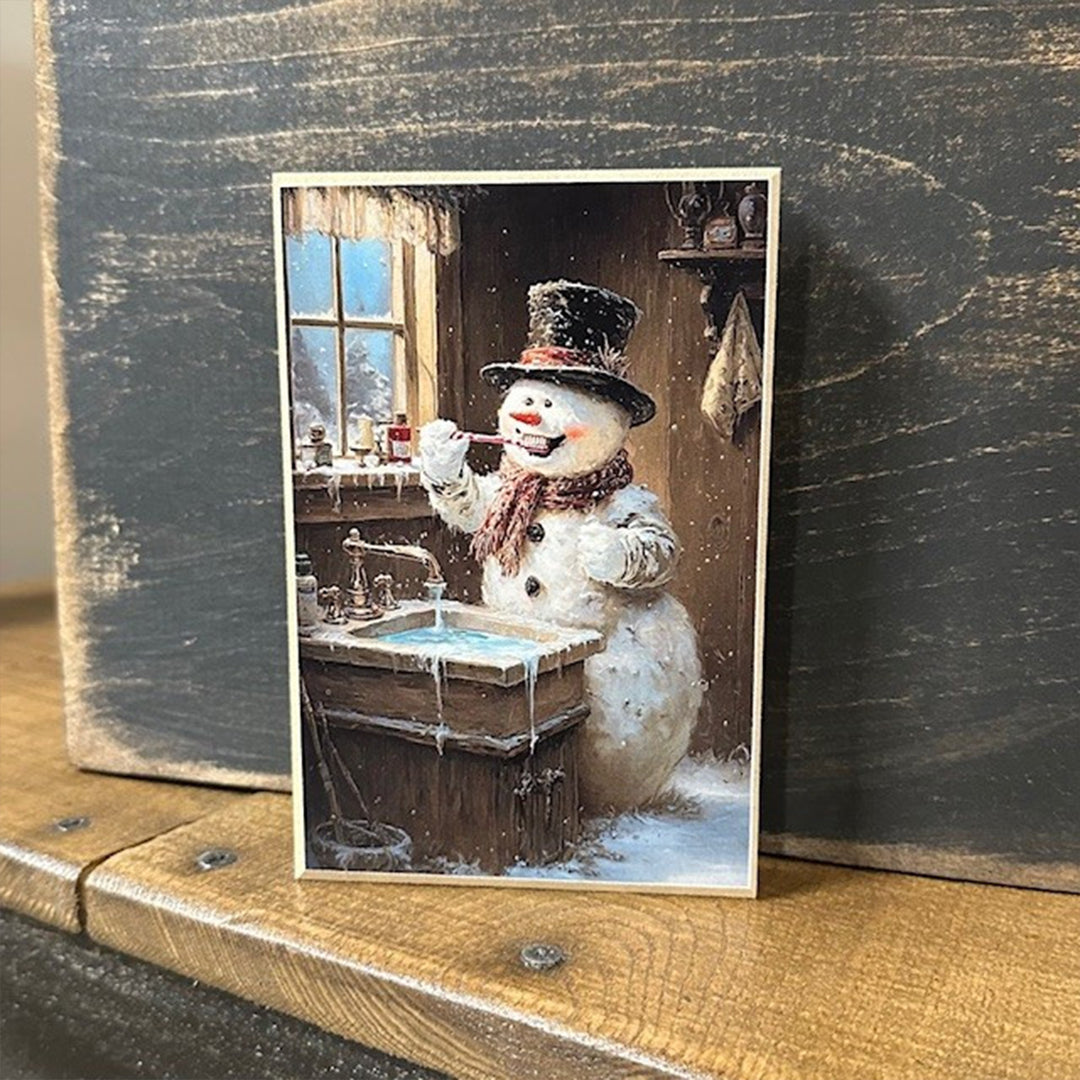Snowman Brushing Teeth Block
