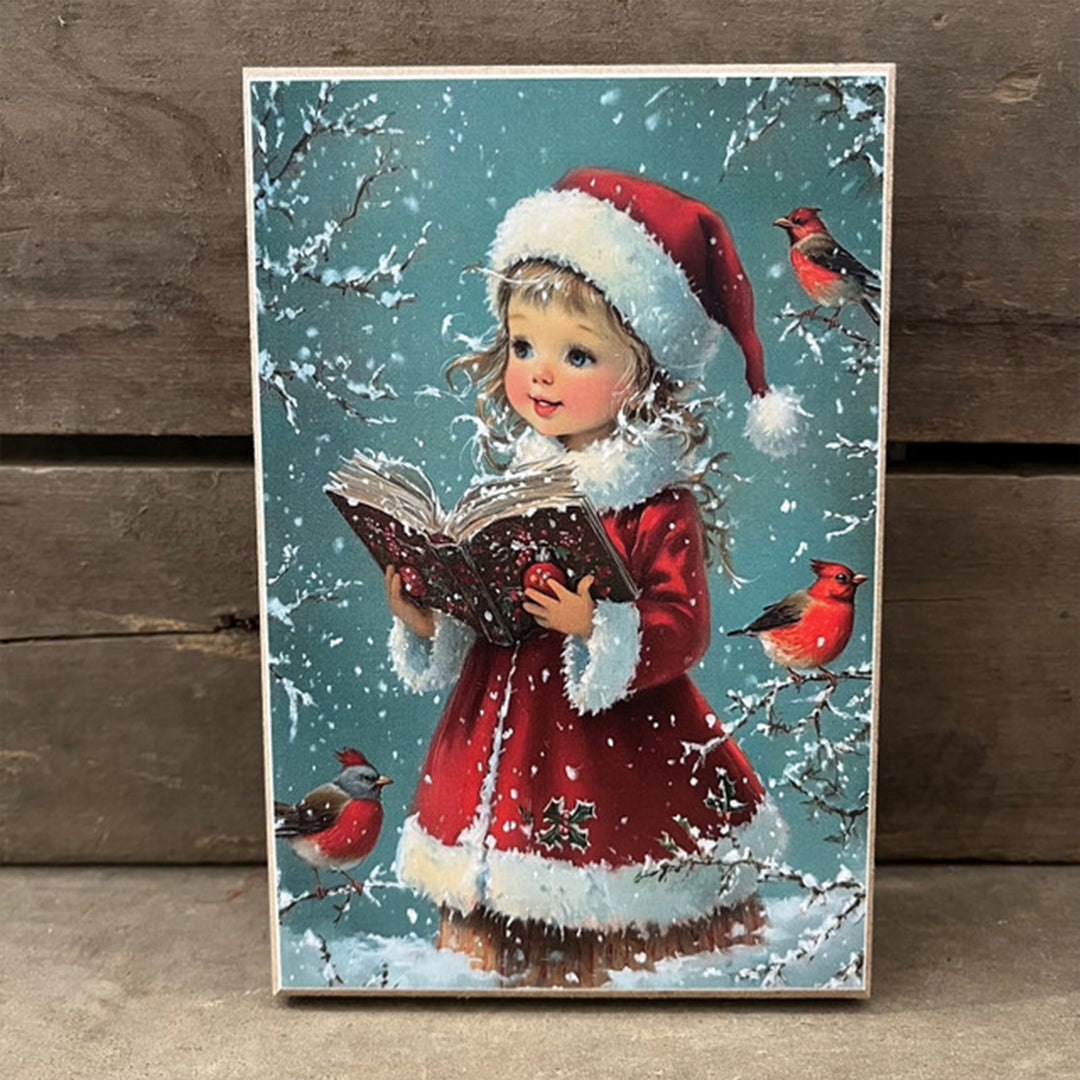 Vintage Red Dress Girl Block