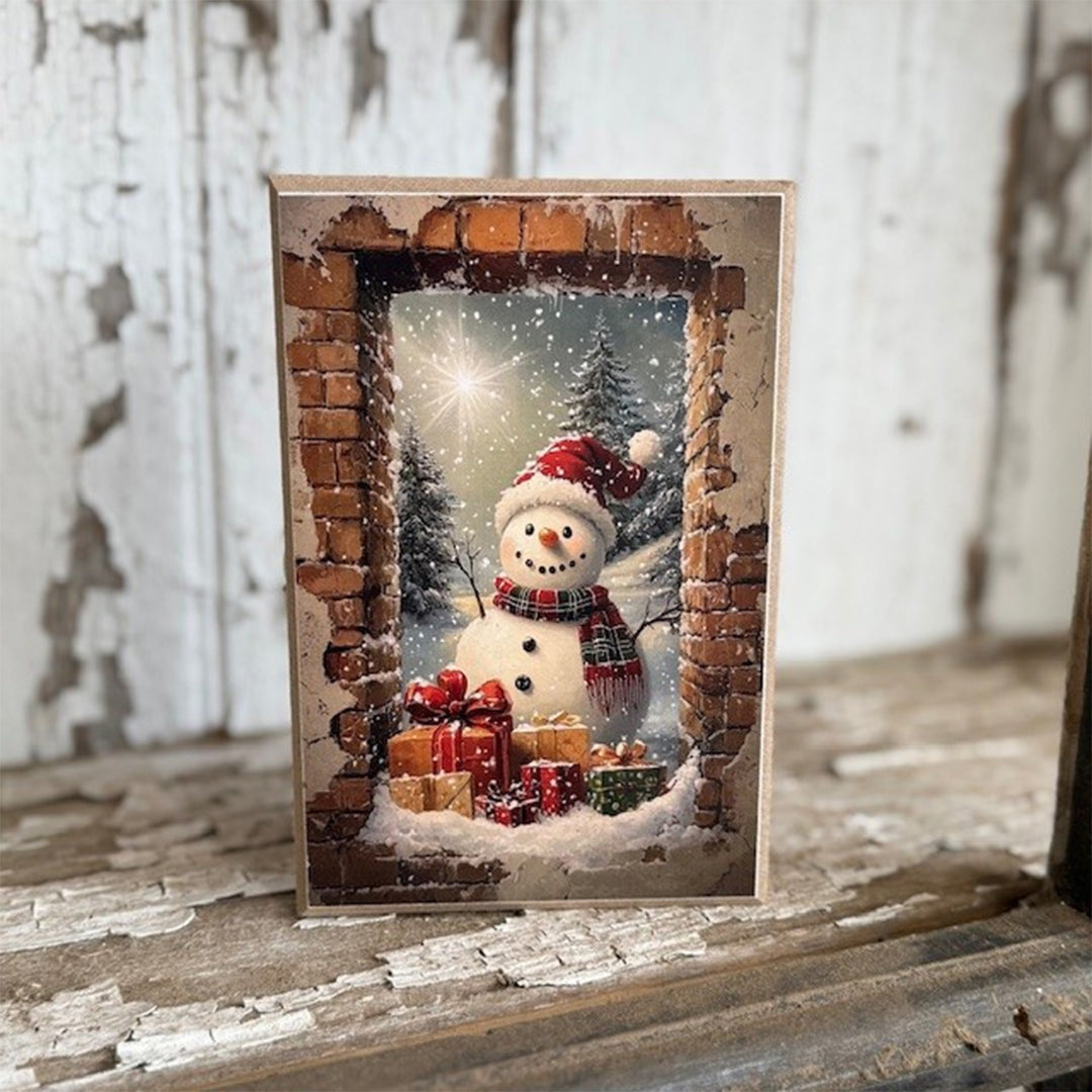Brick Window Snowman Block