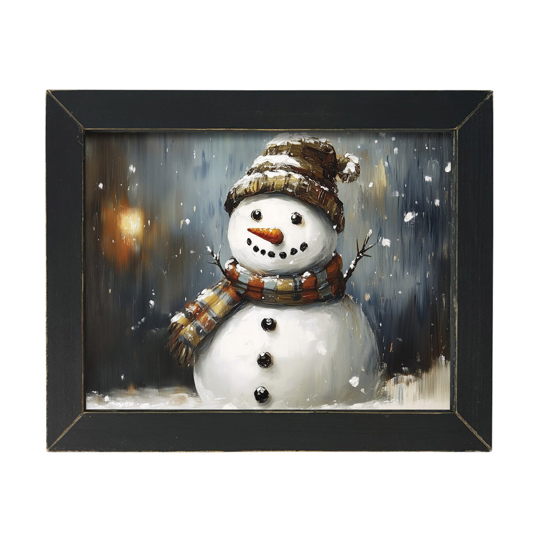 Happy Night Snowman Framed Wall Art
