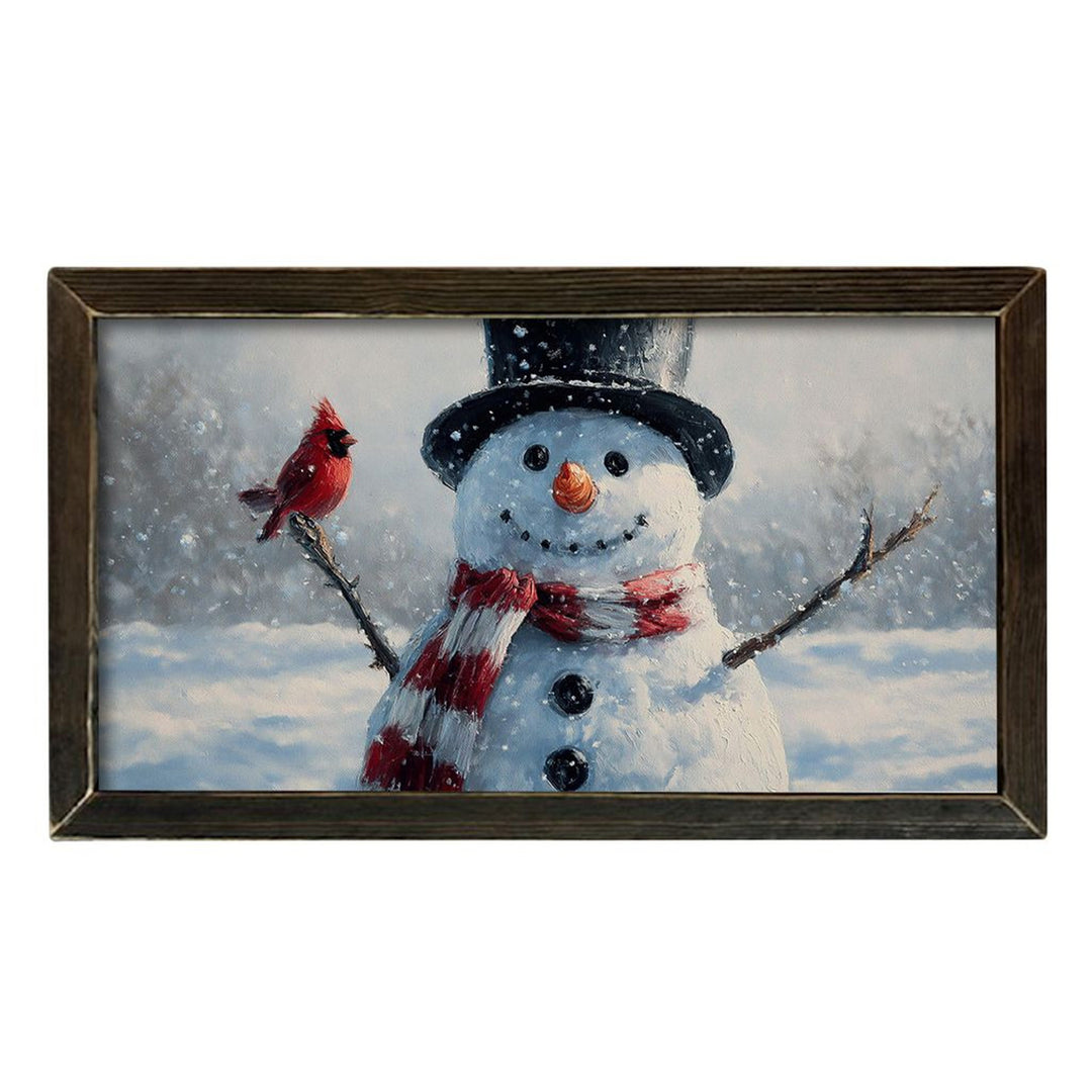 Snowman & Cardinal Friend Framed Wall Art