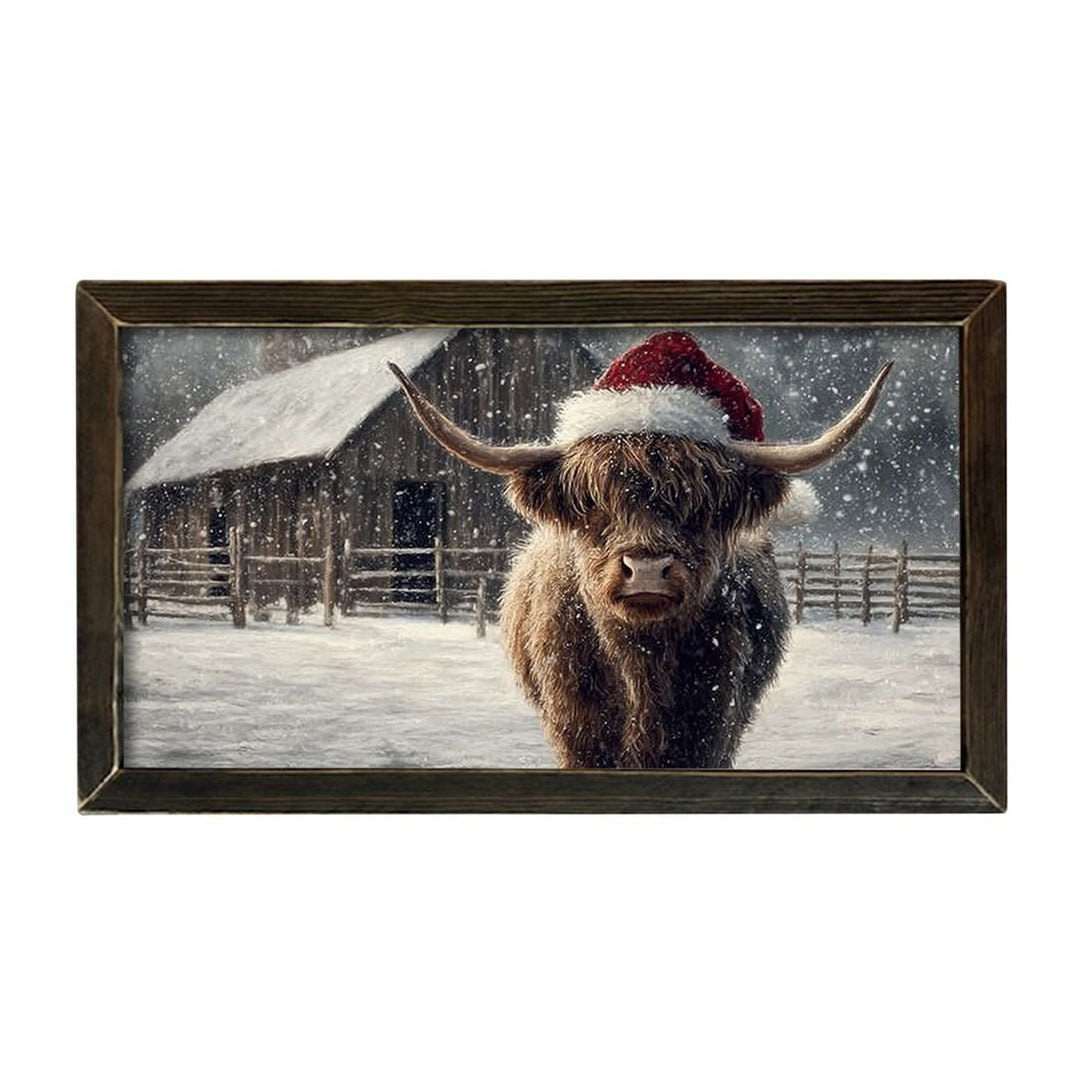 Santa Hat Highland Framed Wall Art
