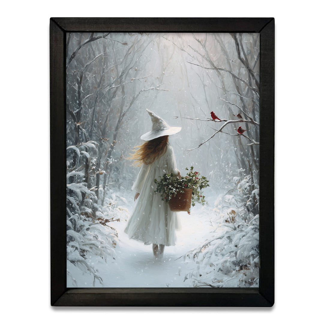 Holly Winter Witch Framed Wall Art