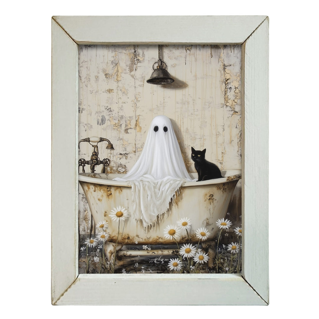 Floral Ghost Bathtub Framed Wall Art