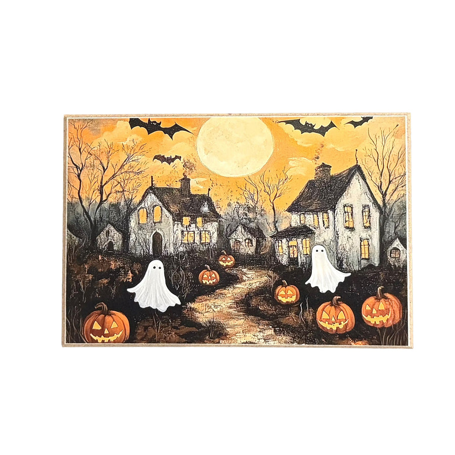 Halloween Village Wood Block