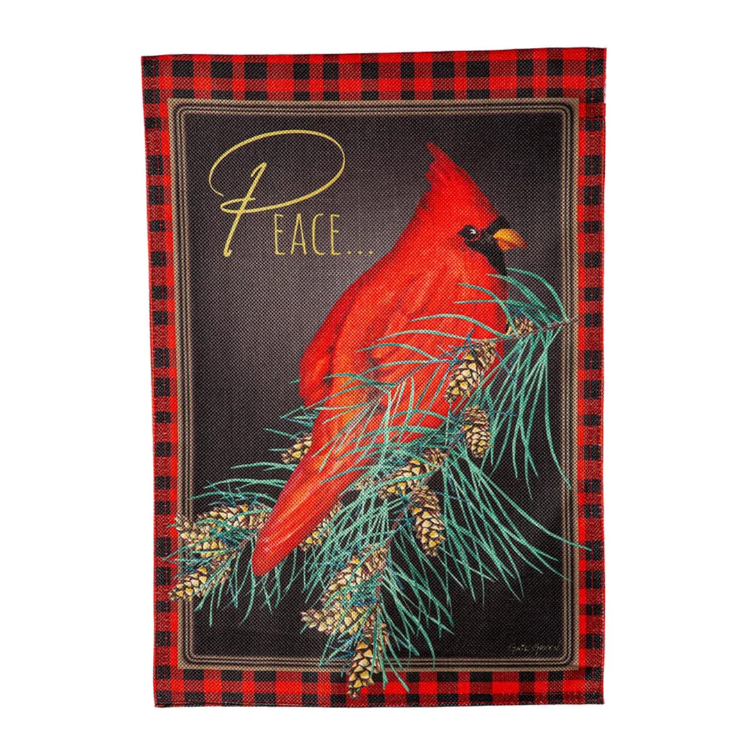 Cardinal Peace Burlap Garden Flag
