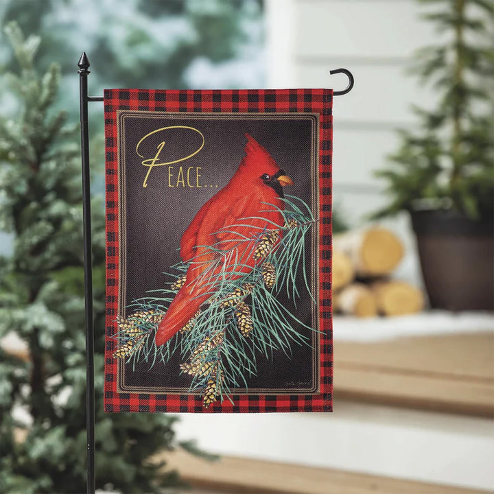 Cardinal Peace Burlap Garden Flag