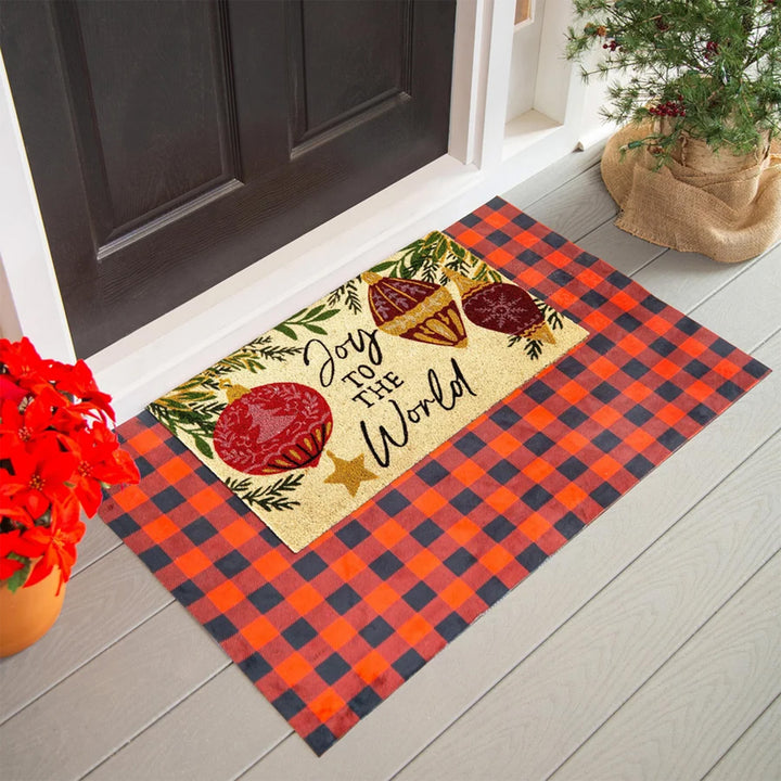 Joy To The World Ornaments Coir Doormat
