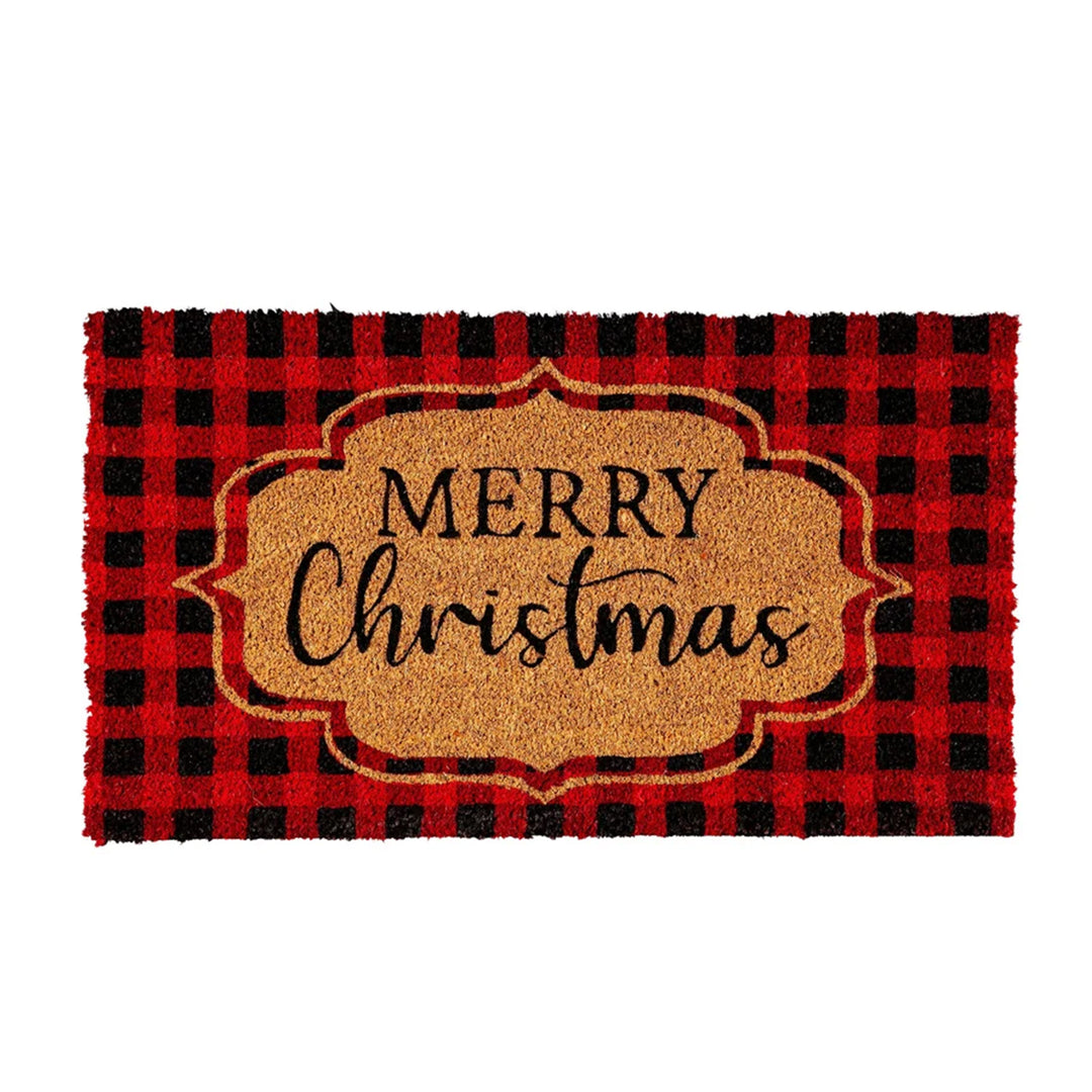 Buffalo Check Merry Christmas Coir Doormat