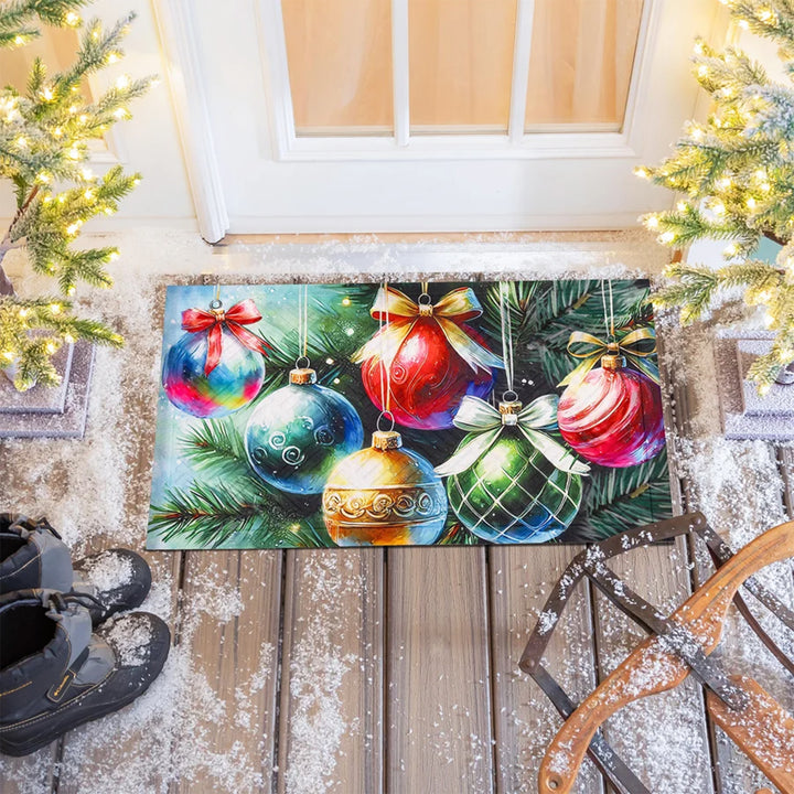 Holiday Ornament Embossed Doormat