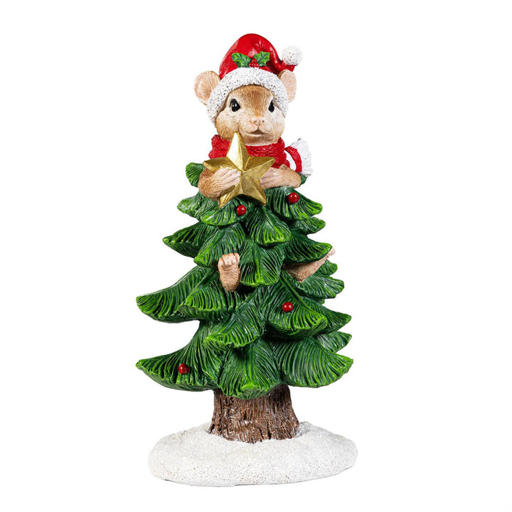 Holiday Mouse in Christmas Tree Figurine