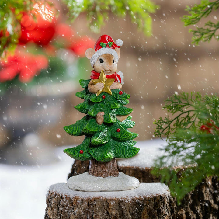 Holiday Mouse in Christmas Tree Figurine