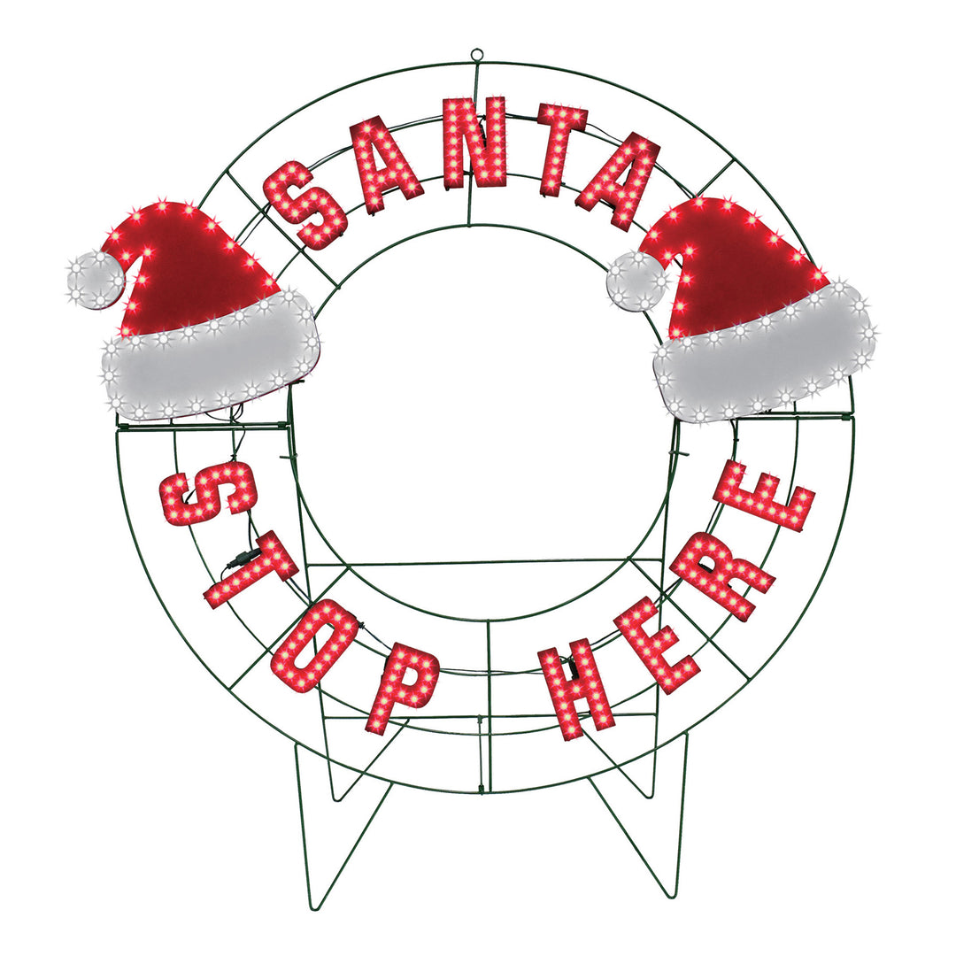 Santa Stop Here Holiday Message Wreath