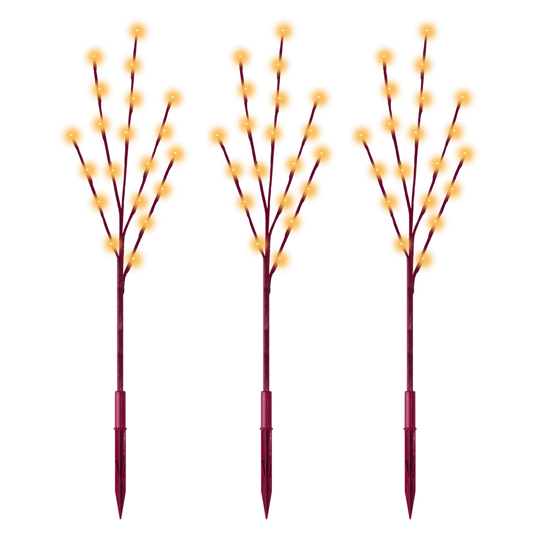 Battery Operated Red Dogwood Twig Branch 3-Pack LED Light Display